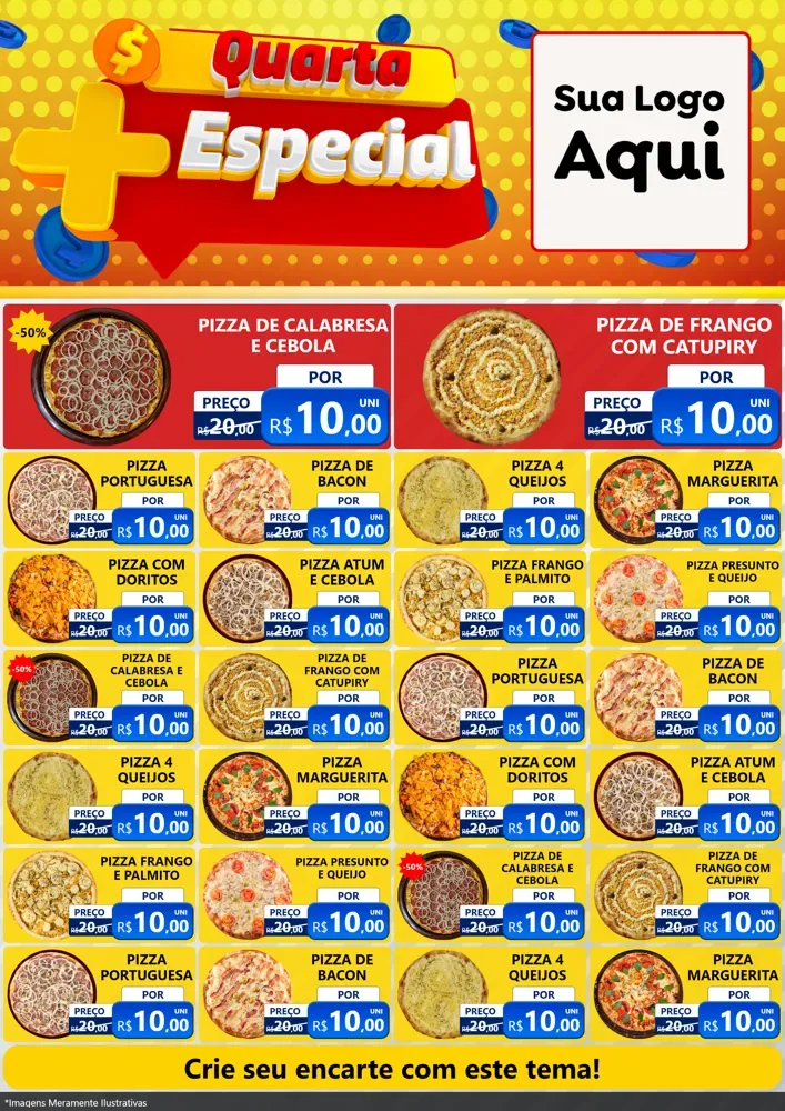 Modelo de Encarte para Encarte A4 Vertical com o tema Quarta Mais Especial para Pizzaria