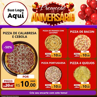Modelo de Rede Social para Feed Facebook com o tema Promoção de Aniversário para Pizzaria