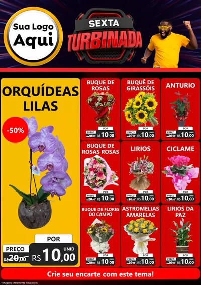 Modelo de Encarte para Encarte A4 Vertical com o tema Sexta Turbinada para Floricultura e jardim