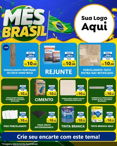 Modelo de Rede Social para Feed Instagram com o tema Mês do Brasil para Pisos e revestimentos