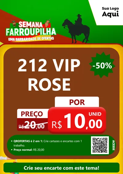 Modelo de Cartaz para Cartaz A4 Vertical com o tema Semana Farroupilha - Uma Barbaridade de Ofertas para Perfumes