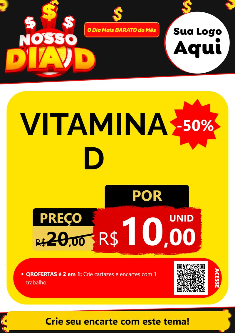 Modelo de Cartaz para Cartaz A4 Vertical com o tema Nosso Dia D para Farmácia