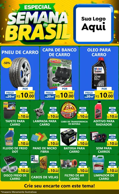 Modelo de Encarte para Encarte Grande com o tema Especial Semana do Brasil para Auto peças