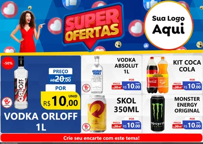 Modelo de Encarte para Encarte A4 Horizontal com o tema Super Ofertas para Distribuidora de bebidas