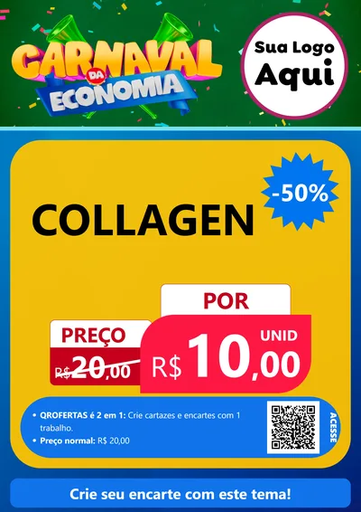 Modelo de Cartaz para Cartaz A4 Vertical com o tema Carnaval da Economia para Suplementos alimentares