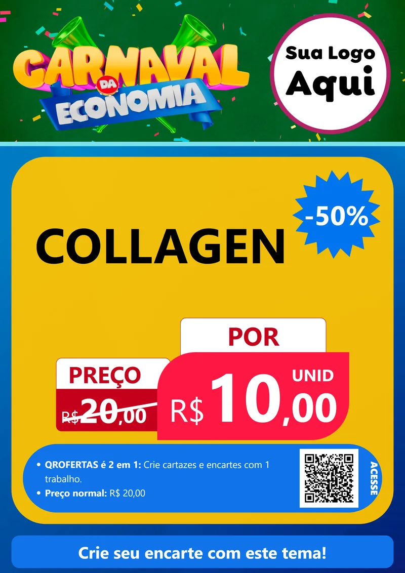 Modelo de Cartaz para Cartaz A4 Vertical com o tema Carnaval da Economia para Suplementos alimentares