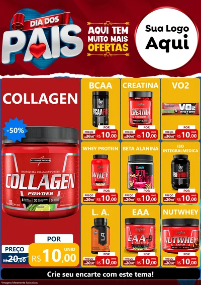 Modelo de Encarte para Encarte A4 Vertical com o tema Dia dos Pais para Suplementos alimentares