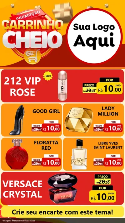 Modelo de TV para TV Vertical com o tema Promoção carrinho cheio para Perfumes