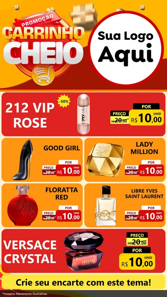 Modelo de TV para TV Vertical com o tema Promoção carrinho cheio para Perfumes