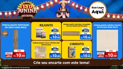 Modelo de TV para TV Horizontal com o tema Festa Junina Ofertas para Pisos e revestimentos