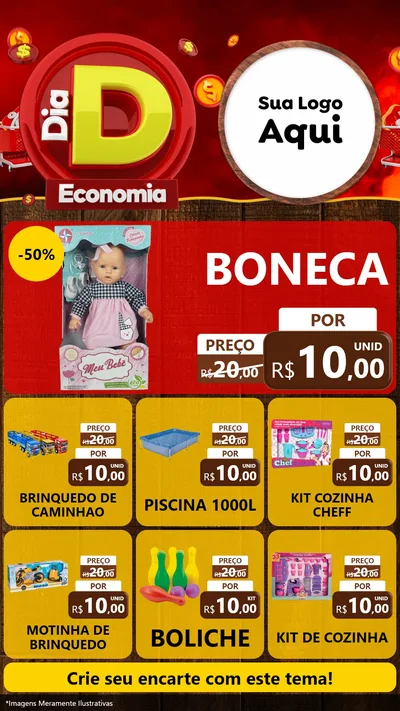 Modelo de Rede Social para Stories com o tema Dia D Economia para Brinquedos