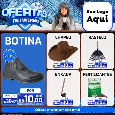Modelo de Rede Social para Feed Facebook com o tema Ofertas de Inverno para Agropecuária