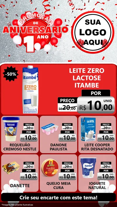 Modelo de Rede Social para Stories com o tema Promoção de Aniversário - 1 Ano para Frios e Laticínios
