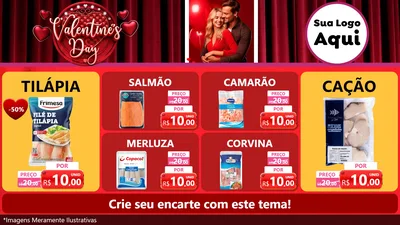 Modelo de TV para TV Horizontal com o tema Valentine's Day para Peixaria