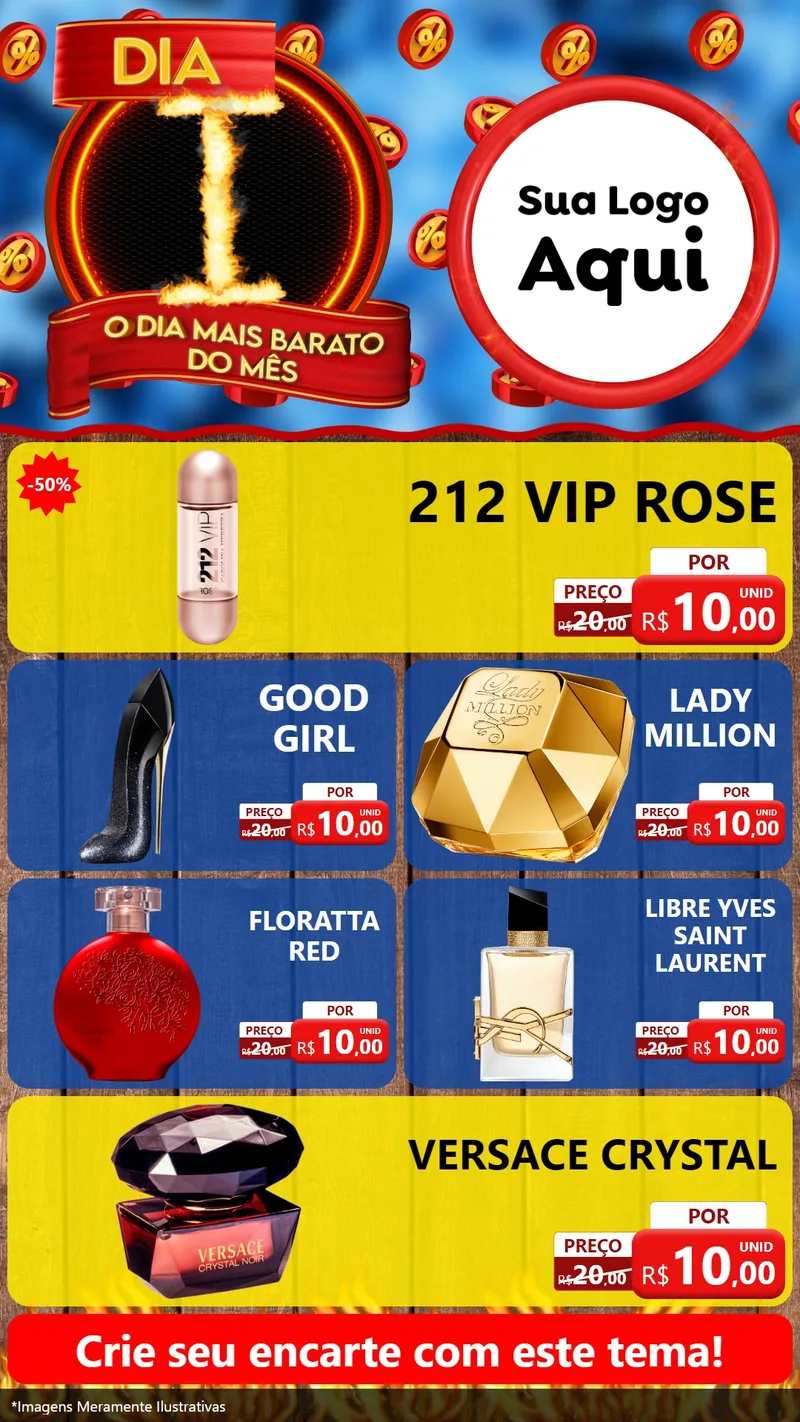 Modelo de TV para TV Vertical com o tema Dia I - O Dia Mais Barato Do Mês para Perfumes