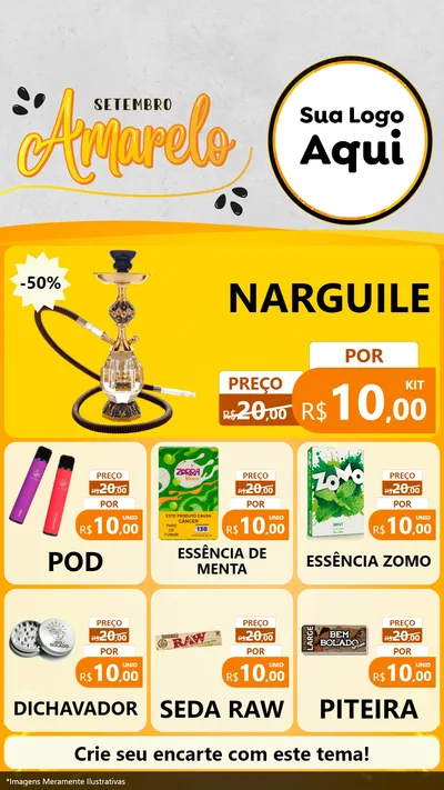 Modelo de Rede Social para Stories com o tema Setembro Amarelo para Tabacaria
