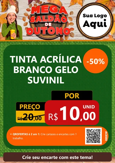 Modelo de Cartaz para Cartaz A4 Vertical com o tema Mega Saldão de Outono para Tintas e Ferramentas