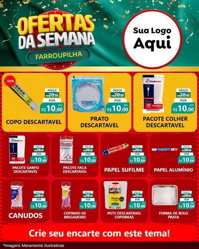 Modelo de Rede Social para Feed Instagram com o tema Ofertas da Semana Farroupilha para Embalagens