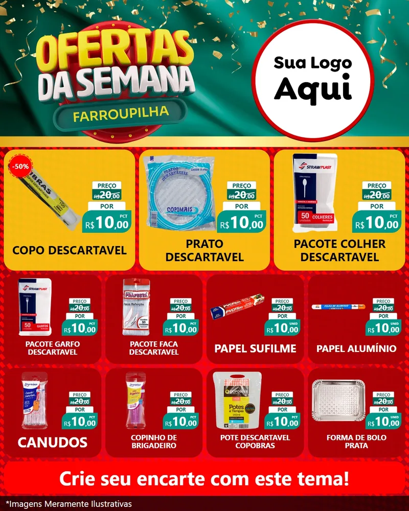 Modelo de Rede Social para Feed Instagram com o tema Ofertas da Semana Farroupilha para Embalagens
