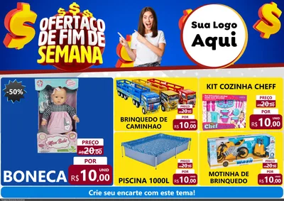 Modelo de Encarte para Encarte A4 Horizontal com o tema Ofertaço de Fim de Semana para Brinquedos