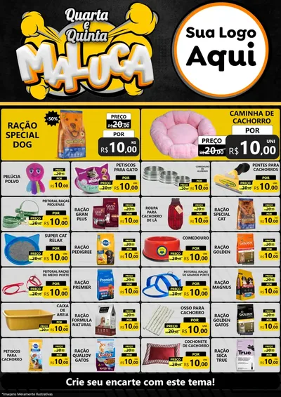 Modelo de Encarte para Encarte A4 Vertical com o tema Quarta e Quinta Maluca para Pet Shop