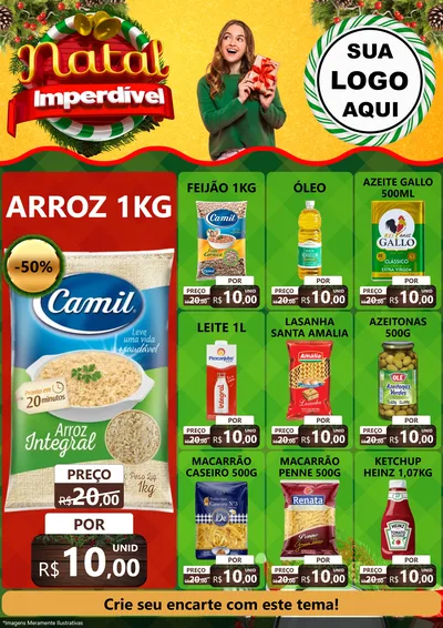 Modelo de Encarte para Encarte A4 Vertical com o tema Natal Imperdível para Supermercado