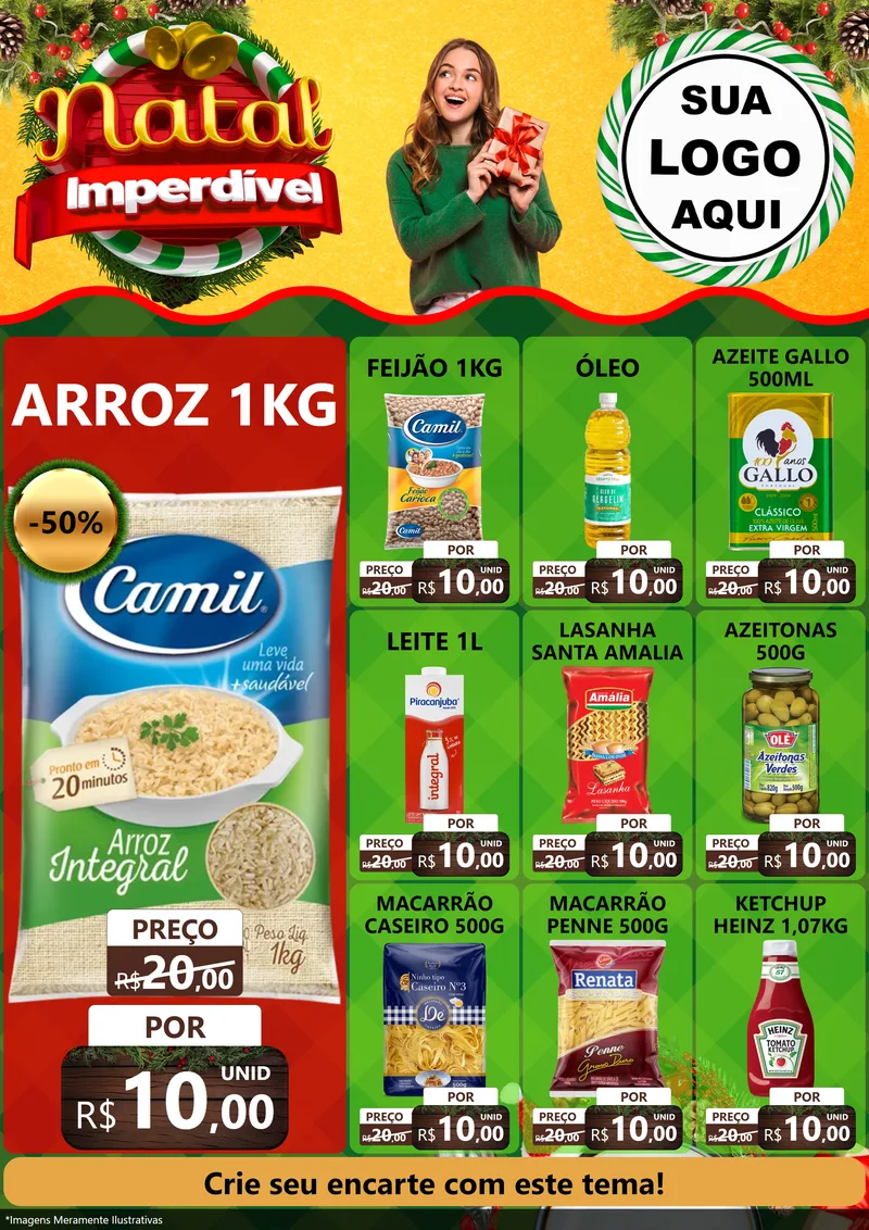 Modelo de Encarte para Encarte A4 Vertical com o tema Natal Imperdível para Supermercado