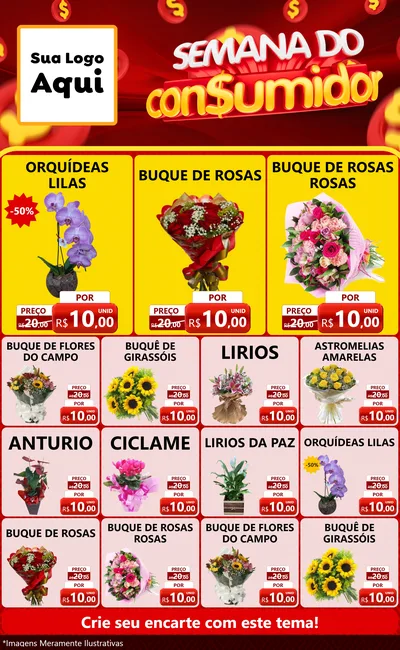 Modelo de Encarte para Encarte Grande com o tema Semana do Consumidor para Floricultura e jardim