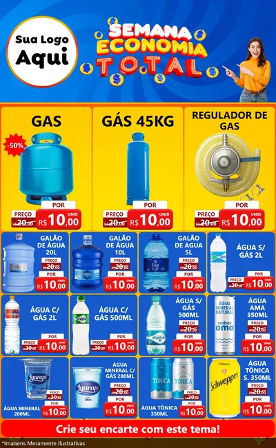 Modelo de Encarte para Encarte Grande com o tema Semana Economia Total para Água e gás