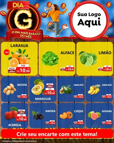 Modelo de Rede Social para Feed Instagram com o tema Dia G - O Dia Mais Barato Do Mês para Hortifrúti
