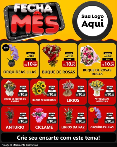 Modelo de Rede Social para Feed Instagram com o tema Fecha Mês para Floricultura e jardim