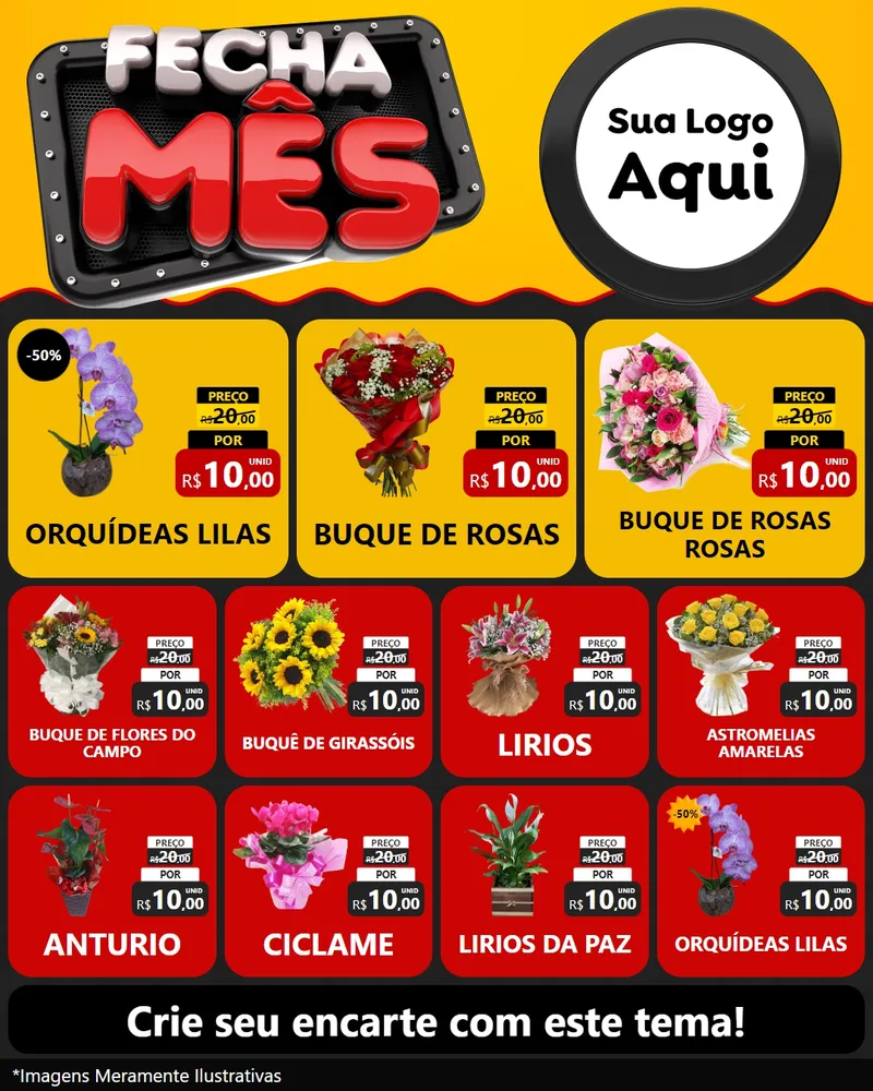 Modelo de Rede Social para Feed Instagram com o tema Fecha Mês para Floricultura e jardim