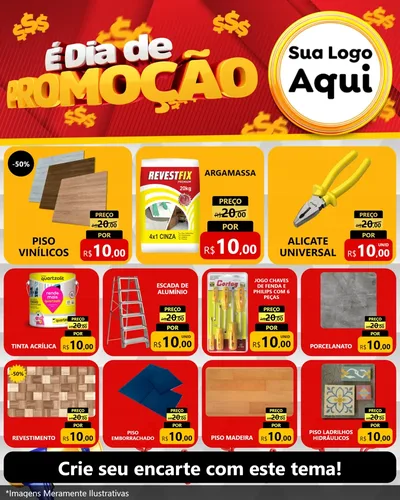 Modelo de Rede Social para Feed Instagram com o tema É Dia De Promoção para Material para Construção