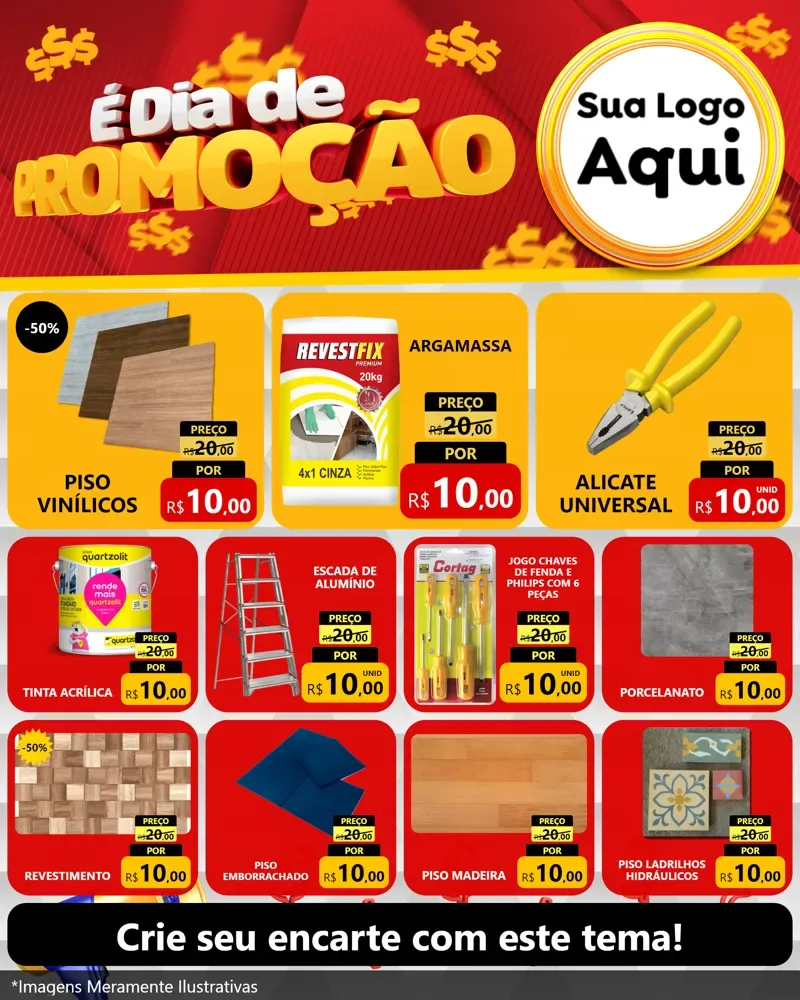 Modelo de Rede Social para Feed Instagram com o tema É Dia De Promoção para Material para Construção