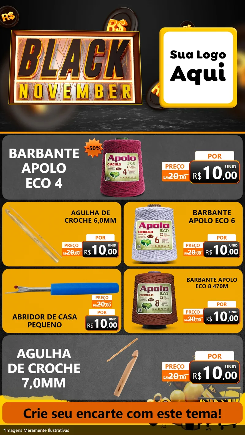 Modelo de TV para TV Vertical com o tema Black November para Armarinho e Aviamentos