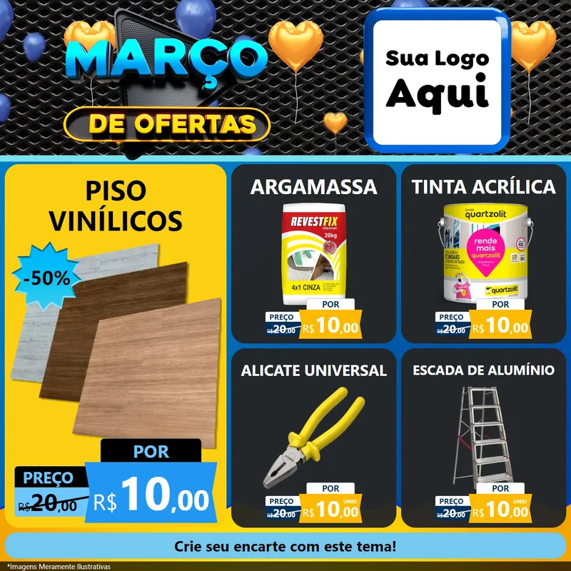 Modelo de Rede Social para Feed Facebook com o tema Março de Ofertas para Material para Construção