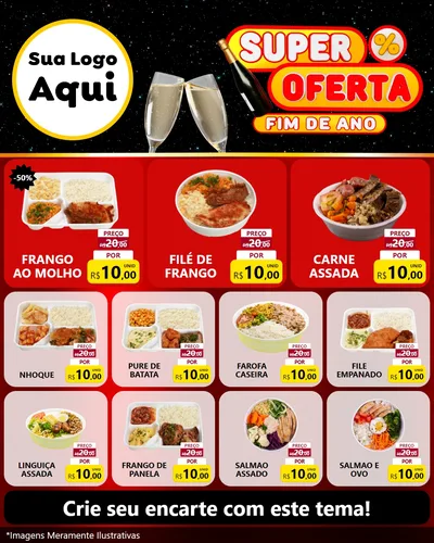 Modelo de Rede Social para Feed Instagram com o tema Super Oferta Fim de Ano para Restaurante