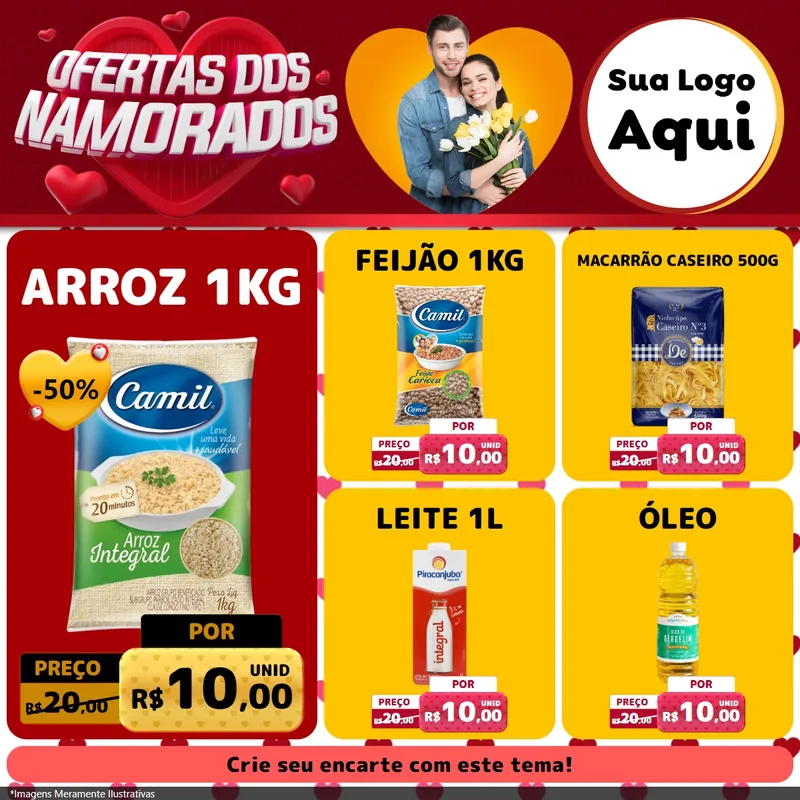 Modelo de Rede Social para Feed Facebook com o tema Ofertas Dos Namorados para Supermercado