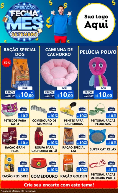 Modelo de Encarte para Encarte Grande com o tema Operação Fecha Mês Setembro para Pet Shop