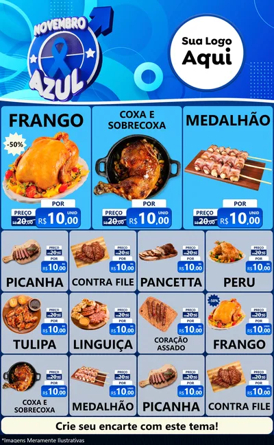 Modelo de Encarte para Encarte Grande com o tema Novembro Azul para Assados