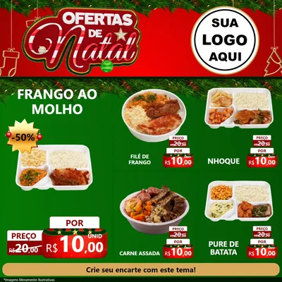 Modelo de Rede Social para Feed Facebook com o tema Ofertas de Natal para Restaurante