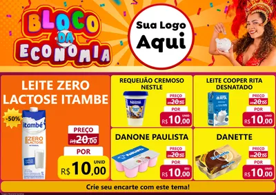 Modelo de Encarte para Encarte A4 Horizontal com o tema Bloco da Economia para Frios e Laticínios
