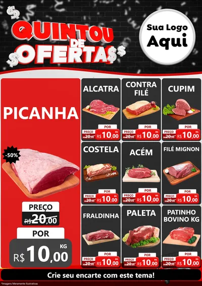 Modelo de Encarte para Encarte A4 Vertical com o tema Quintou de Ofertas para Açougue