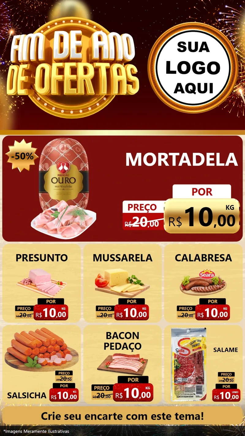 Modelo de Rede Social para Stories com o tema Fim de Ano de Ofertas para Frios e Laticínios
