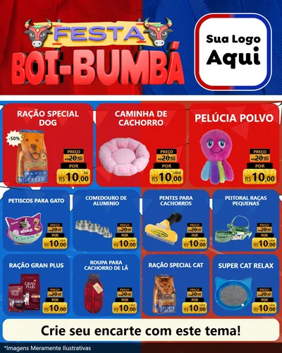 Modelo de Rede Social para Feed Instagram com o tema Festa Boi Bumbá para Pet Shop