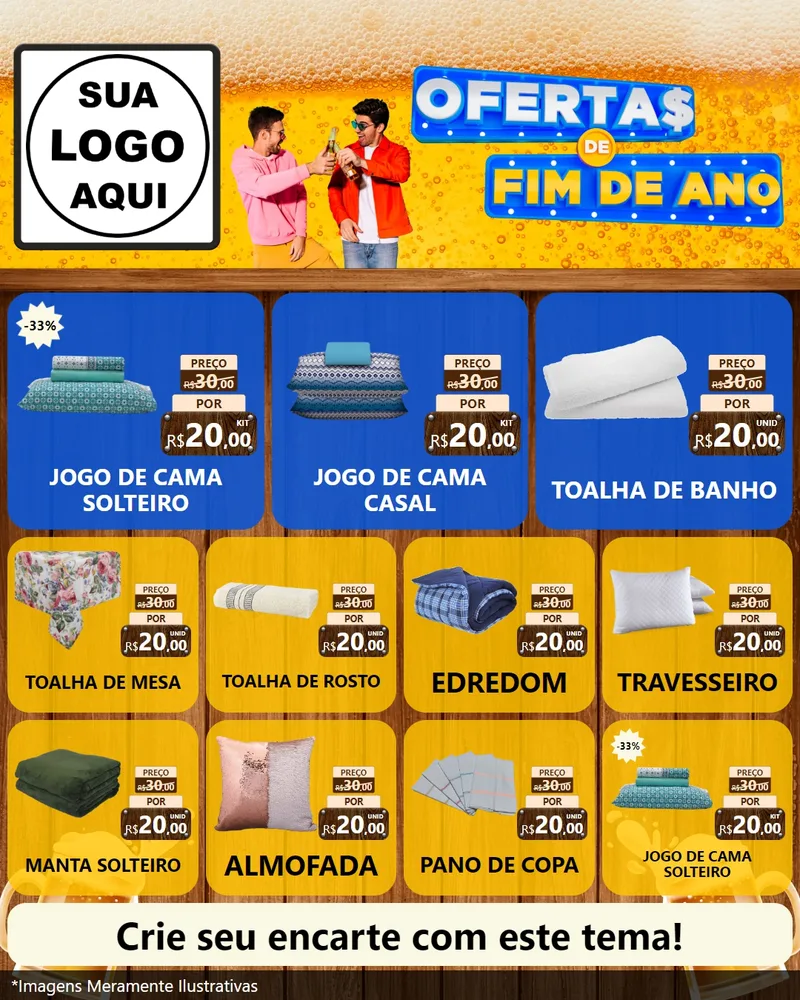 Modelo de Rede Social para Feed Instagram com o tema Ofertas de Fim de Ano para Cama, Mesa e Banho