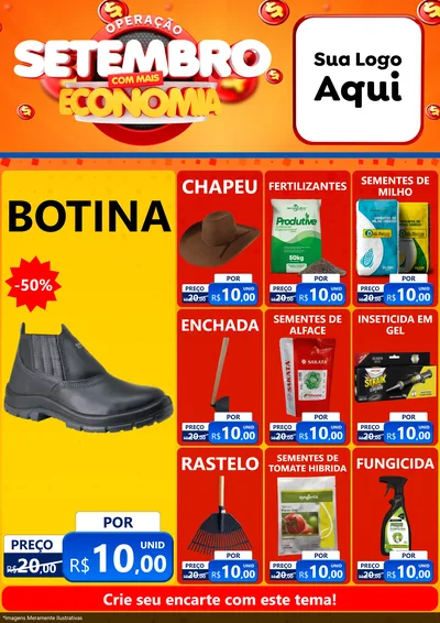 Modelo de Encarte para Encarte A4 Vertical com o tema Operação Setembro Com Muita Economia para Agropecuária