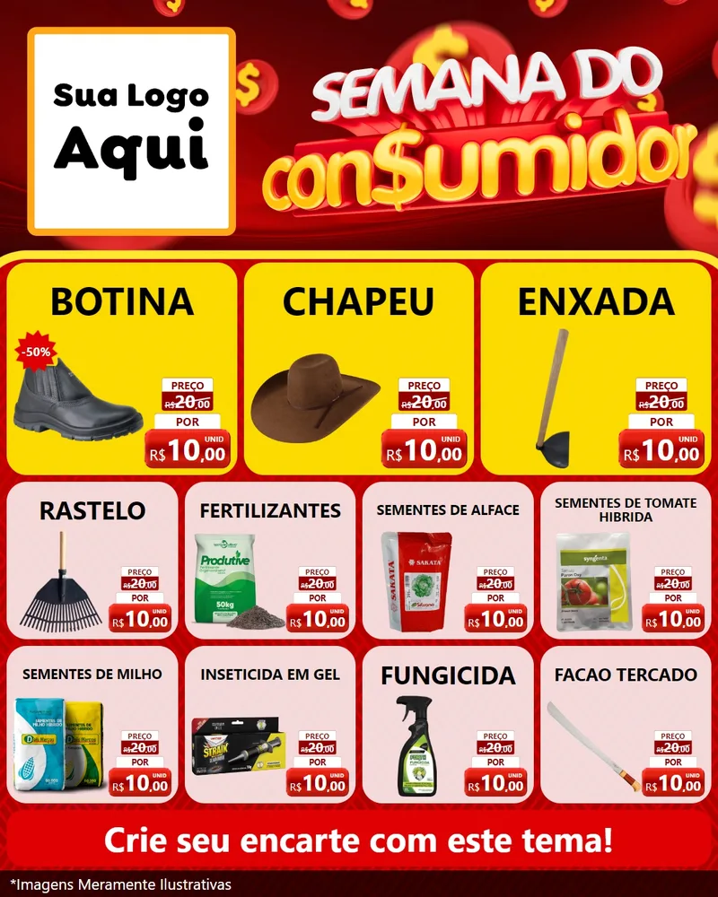 Modelo de Rede Social para Feed Instagram com o tema Semana do Consumidor para Agropecuária