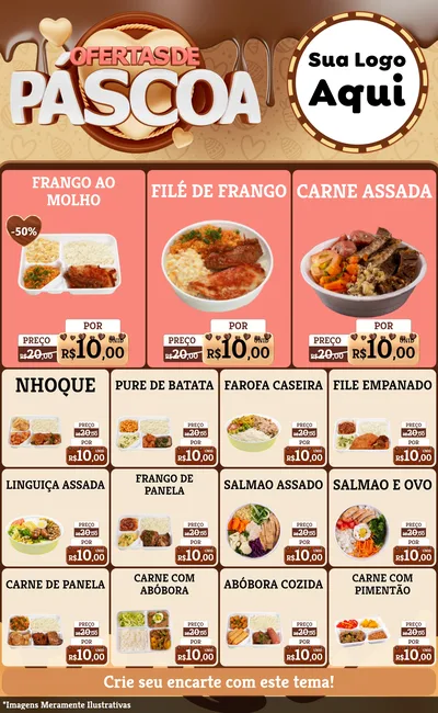 Modelo de Encarte para Encarte Grande com o tema Ofertas de Páscoa para Restaurante