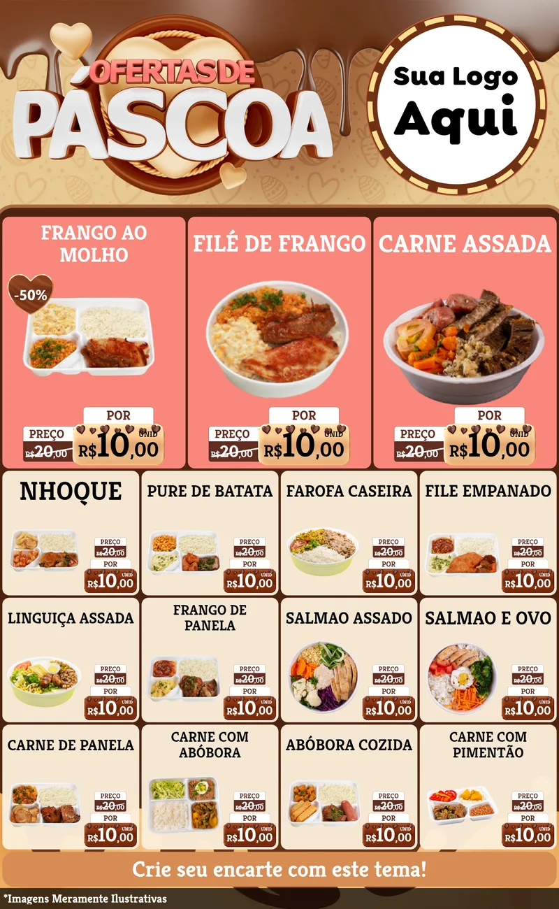 Modelo de Encarte para Encarte Grande com o tema Ofertas de Páscoa para Restaurante